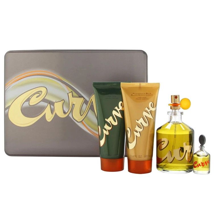 ESTUCHE LIZ CLAIBORNE CURVE TRADICIONAL HOMBRE (4 PIEZAS CAJA METAL)