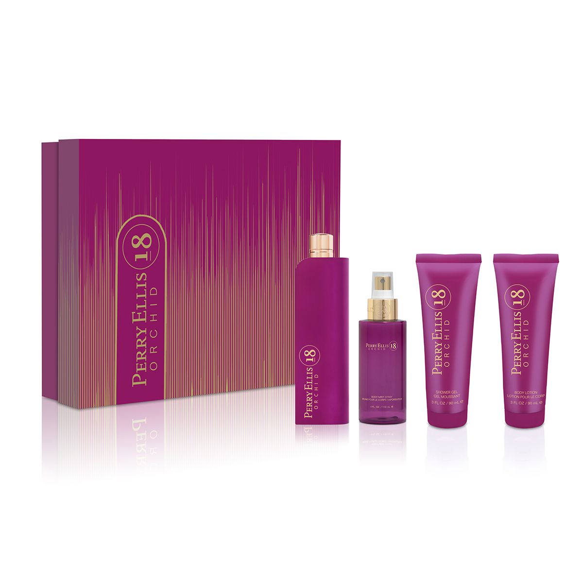 ESTUCHE PERRY ELLIS 18 ORCHID (4 PIEZAS)