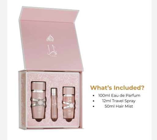 ESTUCHE LATTAFA YARA MUJER (3 PIEZAS)