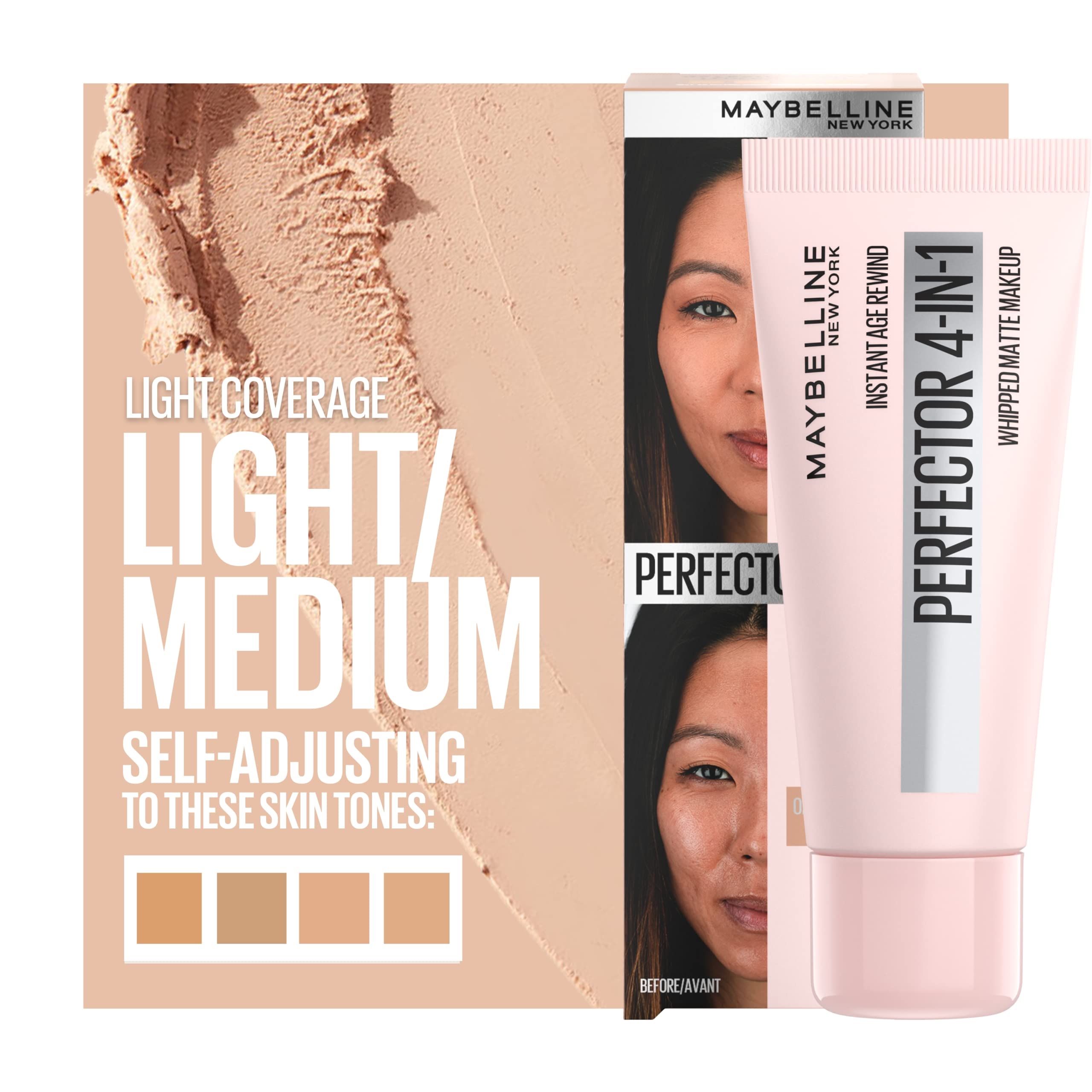 MAQUILLAJE MAYBELLINE ( 4 EN 1 PREBASE-CORRECTOR-ILUMINADOR-CREMA) (02 LIGHT MEDIUM-E6)