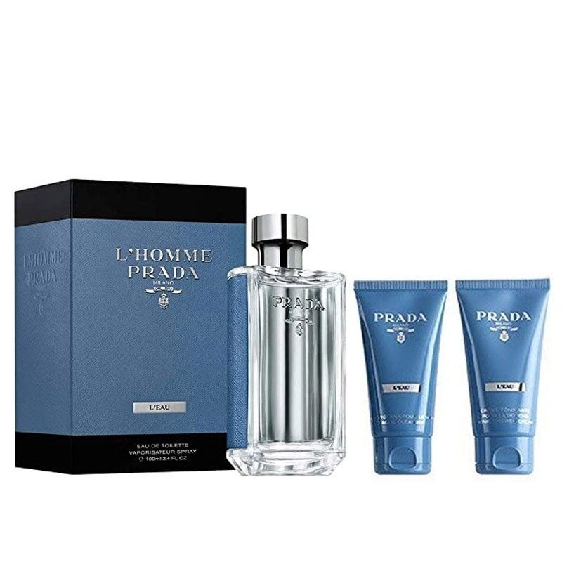ESTUCHE PRADA L´HOMME MILANO LEAU (3 PIEZAS TRAVEL)